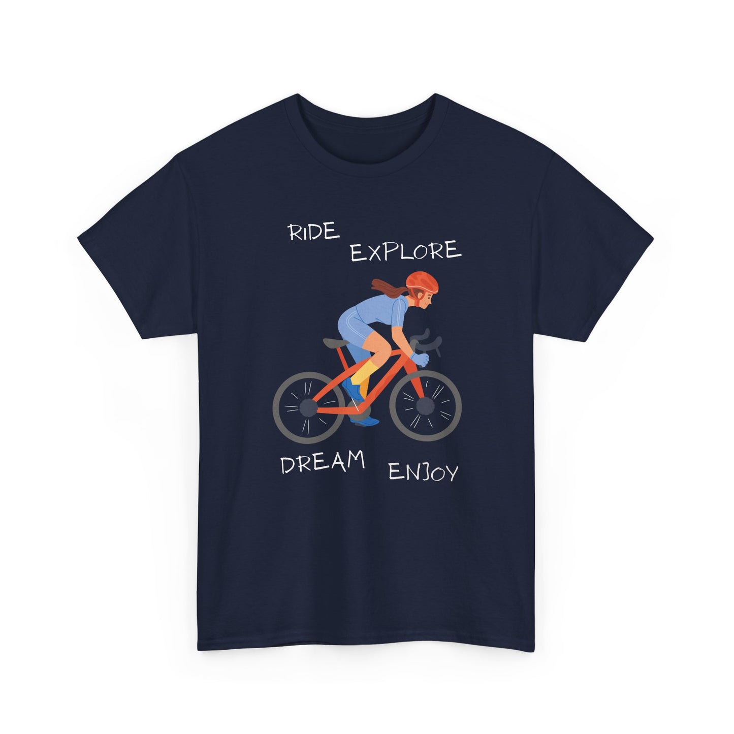 Cycling Graphic Tee – "Ride Explore Dream Enjoy" Bicycle Shirt