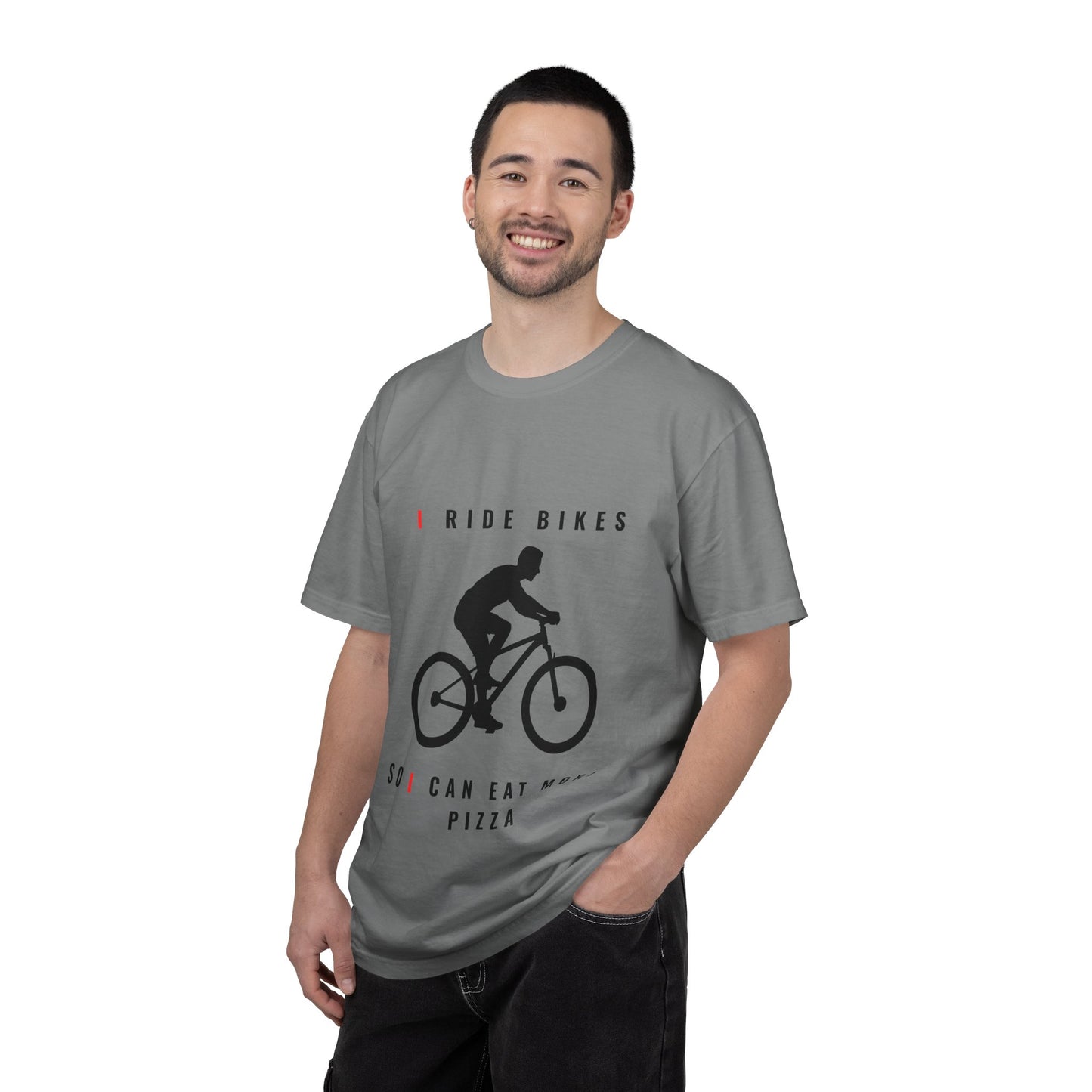 Biking Pizza T-Shirt — "I Ride Bikes So I Can Eat More Pizza" Cycling Tee