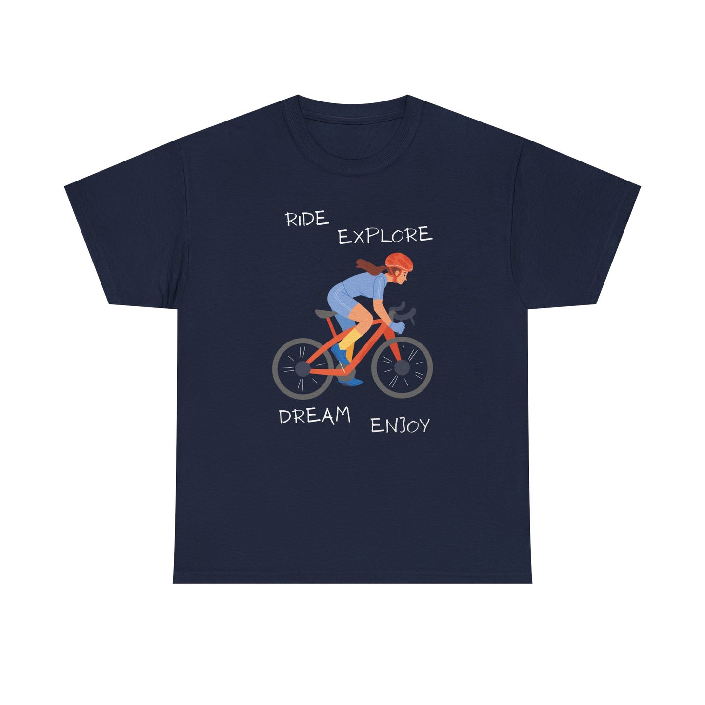 Cycling Graphic Tee – "Ride Explore Dream Enjoy" Bicycle Shirt