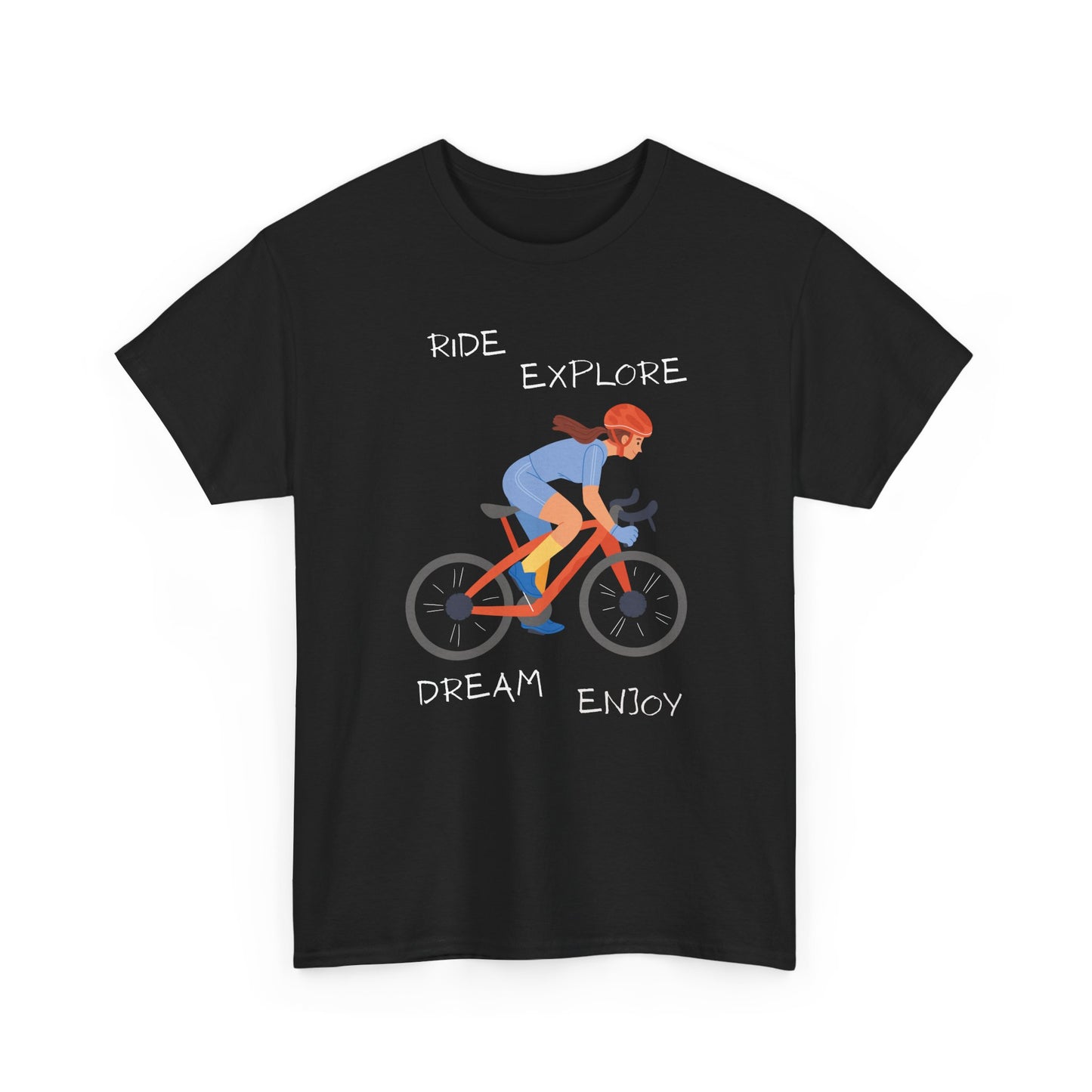 Cycling Graphic Tee – "Ride Explore Dream Enjoy" Bicycle Shirt