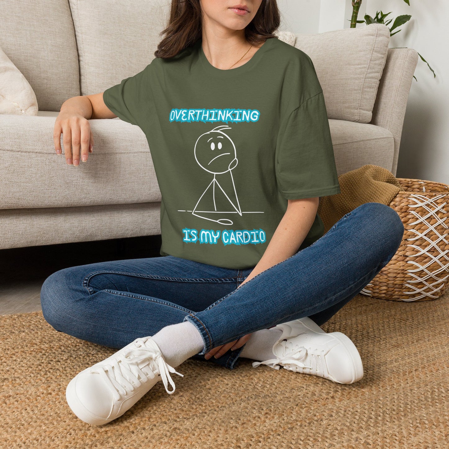 Overthinking Is My Cardio T-Shirt — Funny Mental Health Graphic Tee