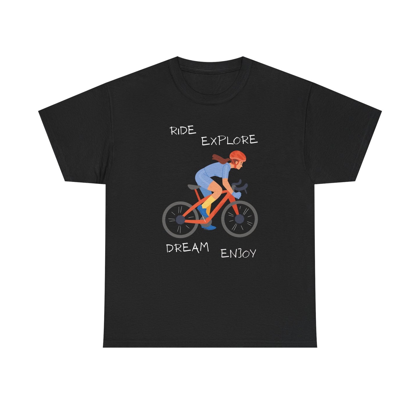 Cycling Graphic Tee – "Ride Explore Dream Enjoy" Bicycle Shirt
